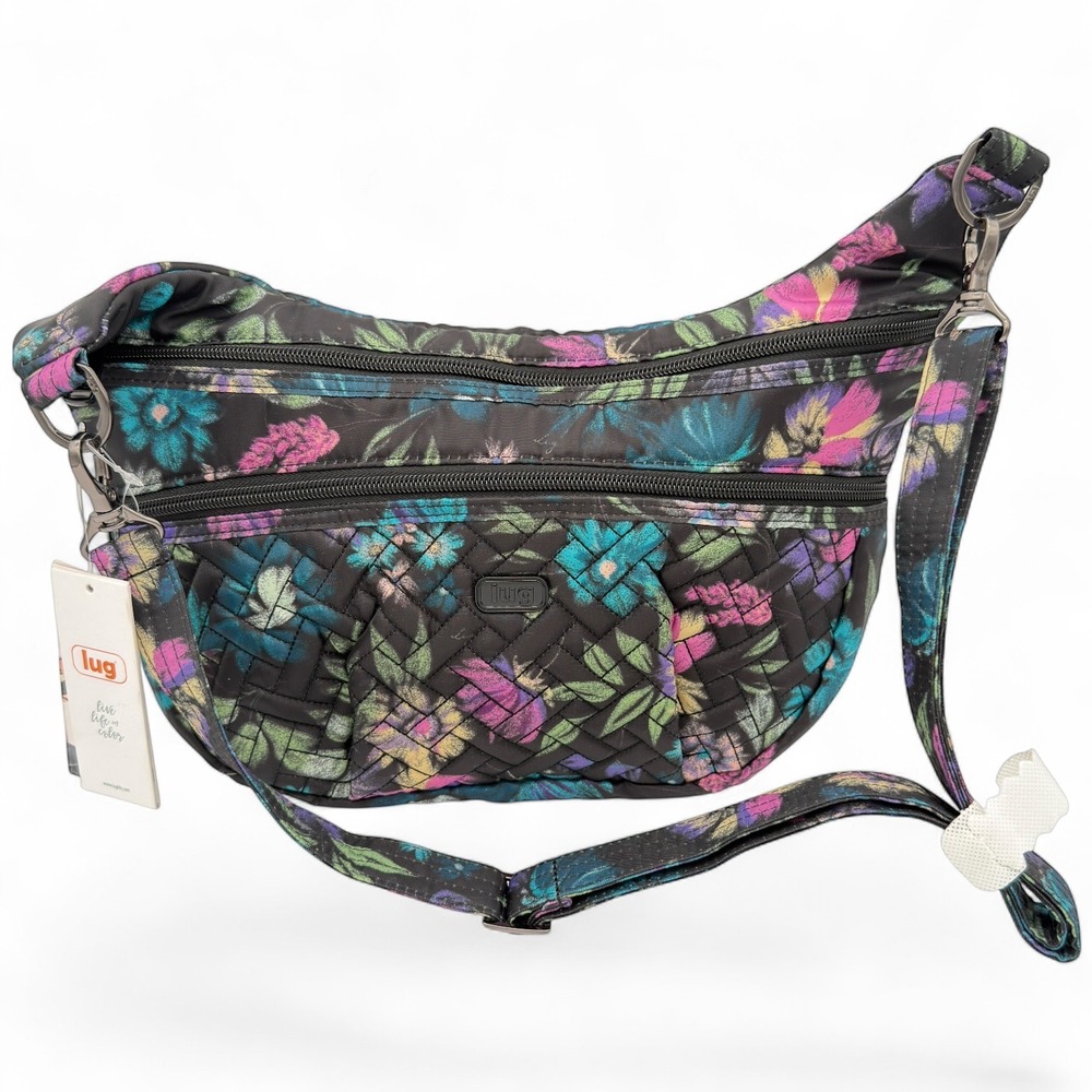 Lug Hippy 2 Bloom Blackโ Floral Crossbody Sling Bag NWT Lightweight Organizer